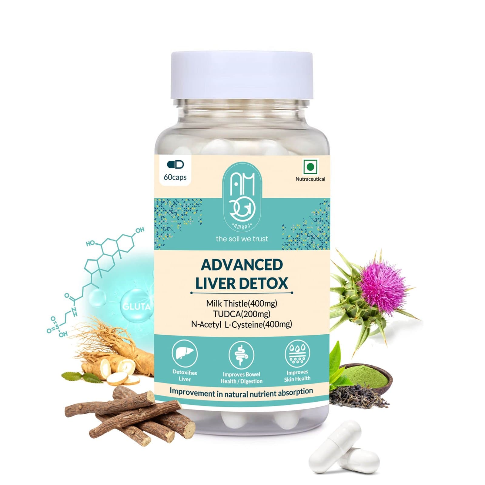 Advanced Liver Detox – Milk Thistle, TUDCA & N-Acetyl L-Cysteine Supplement (60 Capsules)